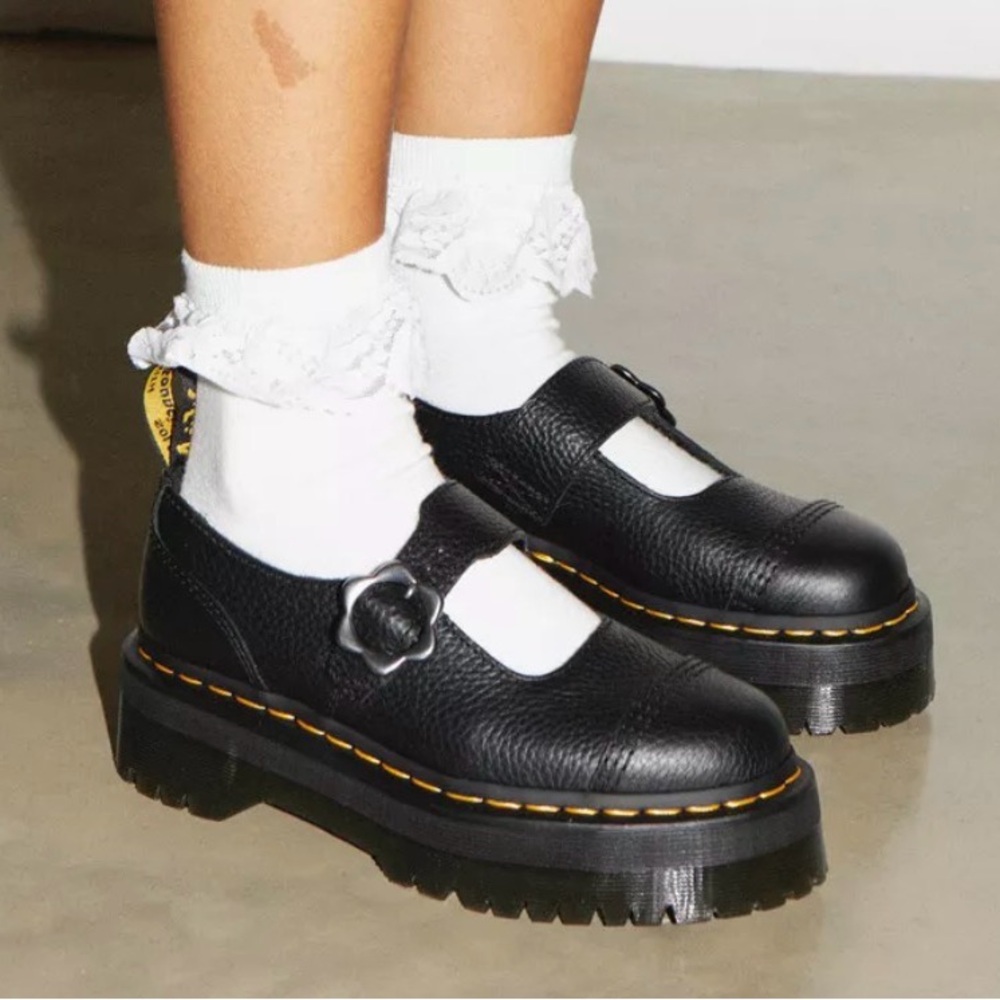 Addina Flower Buckle Dr Martens Mary Jane Shoes